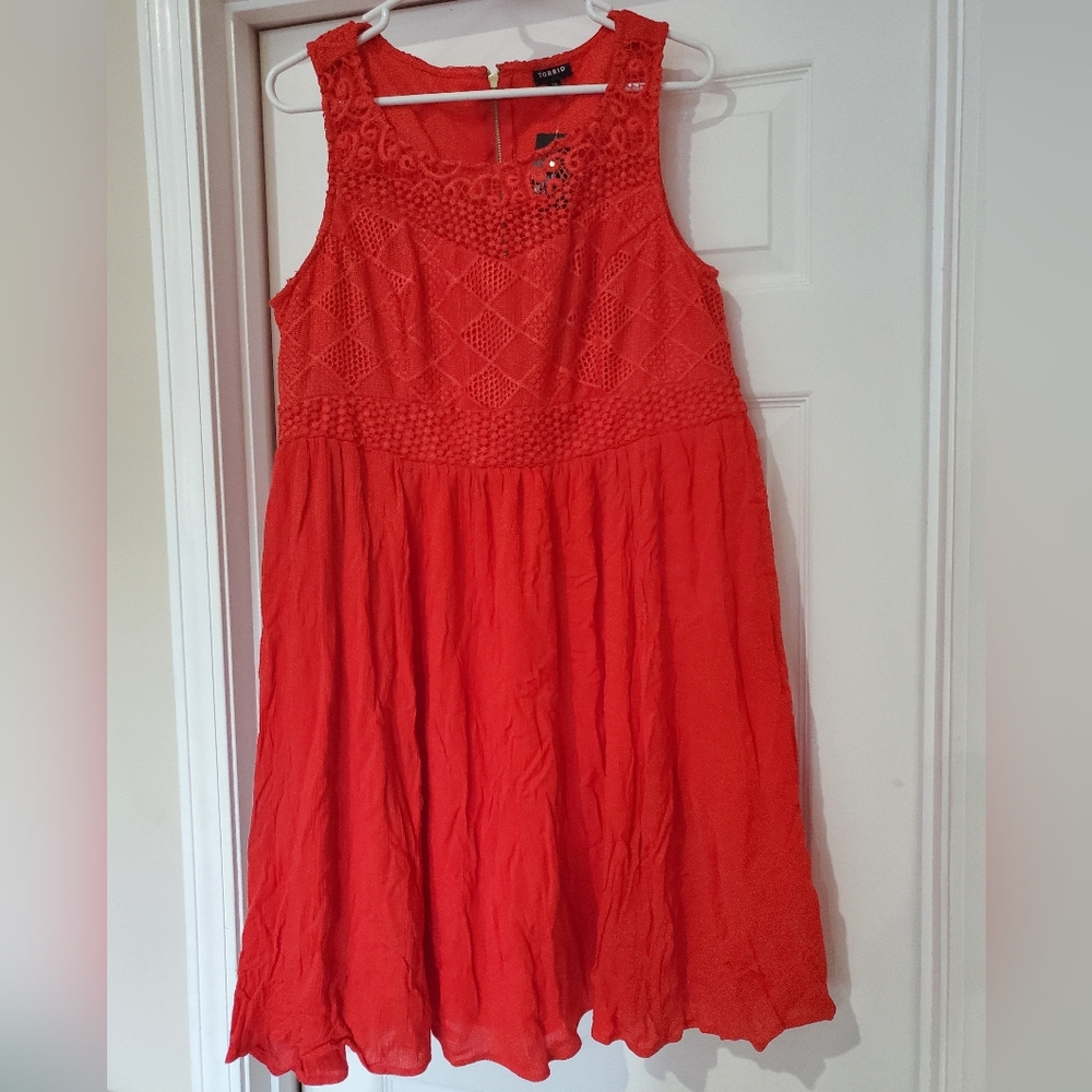 Torrid Red Embellished Pleated Sundress Size 18